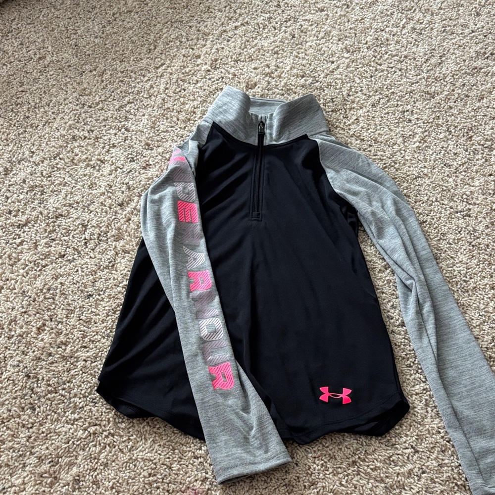 Under Armour Black and Gray Pullover with Pink Accents